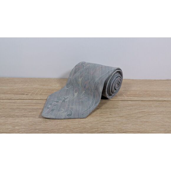 Bachrach Men’s Necktie Gray Paisley 100% Silk Made in Italy 3.25” Tie - Picture 1 of 3